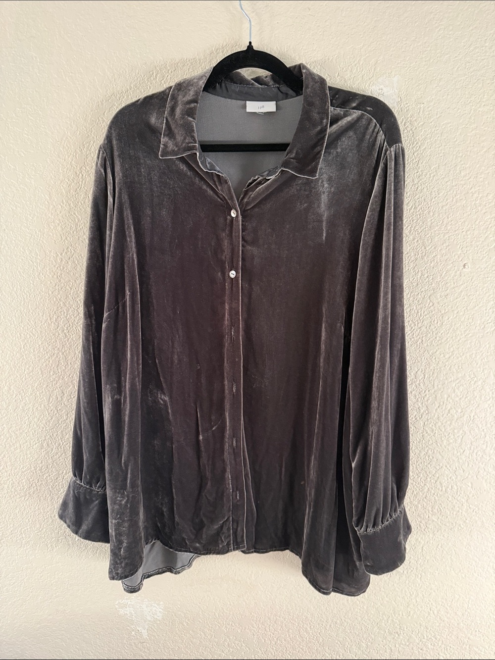 J. Jill j Jill velvet women’s grey button down blouse shirt